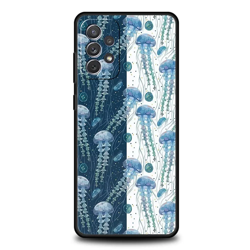 Funda de teléfono con animales del océano azul para Samsung A51 A71 A21S A17 A11 A15 A25 A41 A23 A33 A53 A73 A07 A03S A05S A13 A35 A55 5G - imagen 3