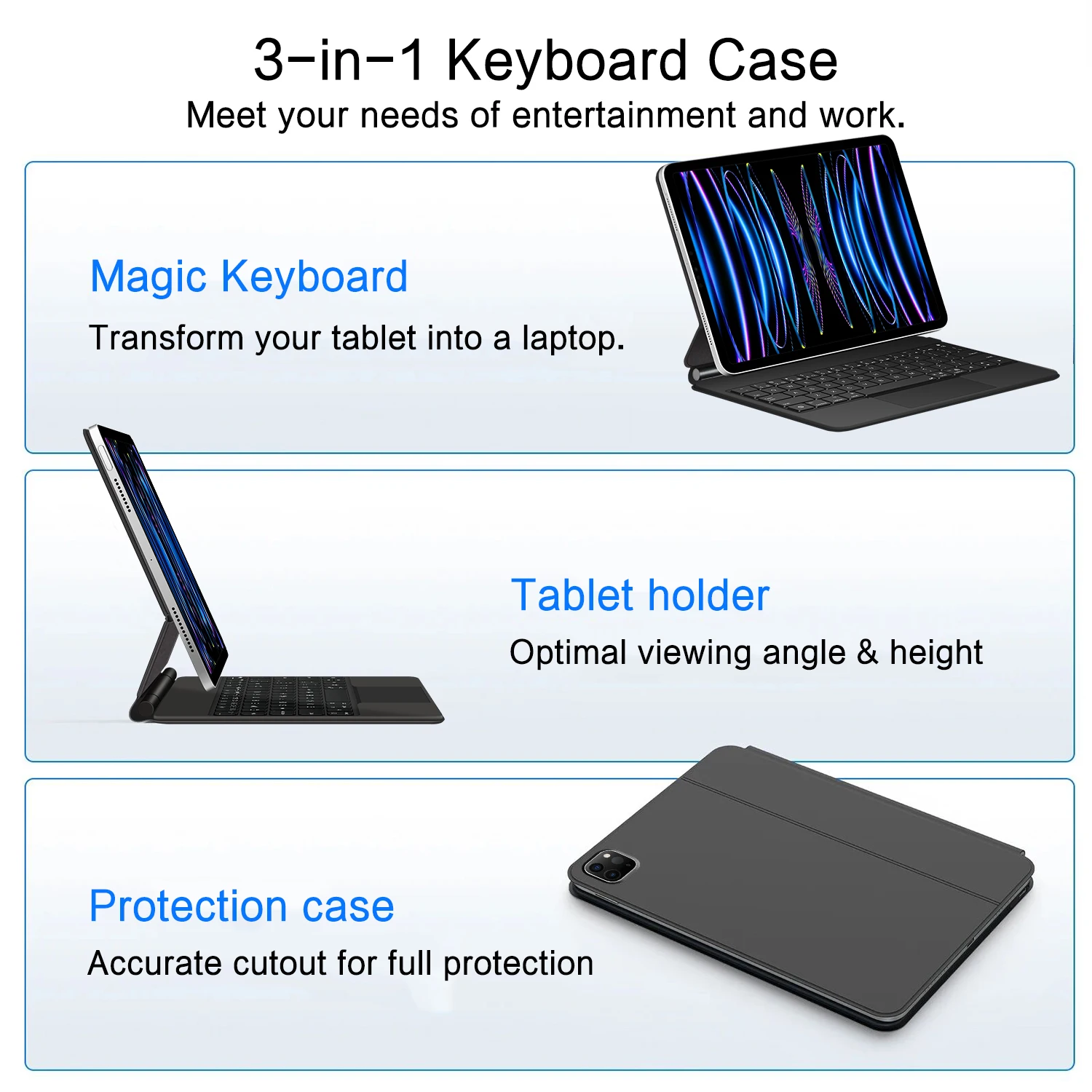 Teclado Pogo Pin de acoplamiento magnético para iPad Air 11 M3 M2 iPad Pro 11 4th 3rd 2th 1st Gen funda inteligente para iPad Air 5 4 10,9 "funda - imagen 5