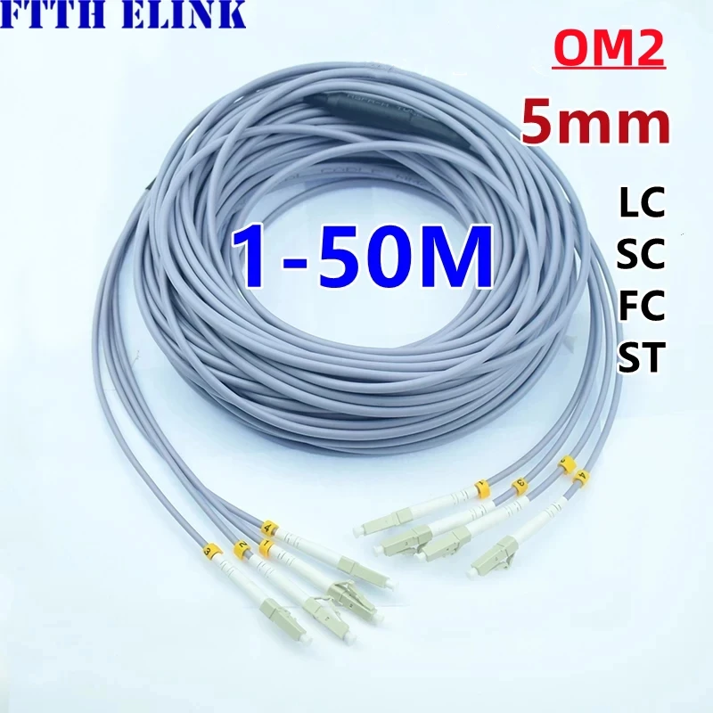 Cable de conexión de fibra blindado OM2 4 núcleos 1-50m SC LC FC ST UPC APC 4C multimodo 4 fibras cable de puente óptico ELINK ftth 20M30m - imagen 2