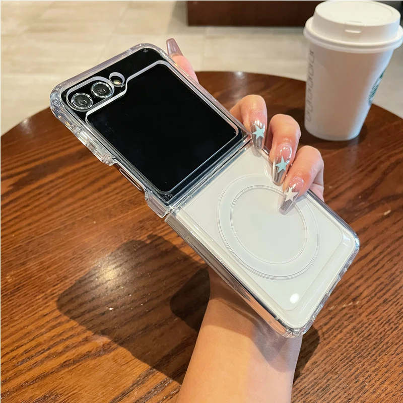 Funda de teléfono MagSafe para Samsung Galaxy Z Flip 5 4, carcasa trasera suave con cargador magnético - imagen 5