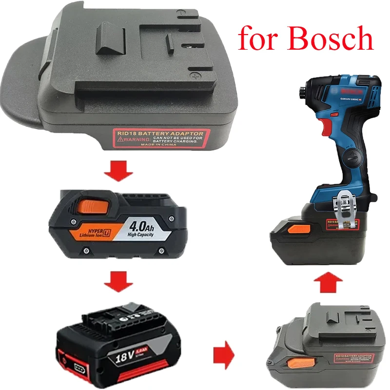 Adaptador convertidor de batería para reemplazar baterías Bosch de 18 V con baterías de iones de litio Aeg RidGid de 18 V en herramientas eléctricas de batería Bosch de 18 V - imagen 2
