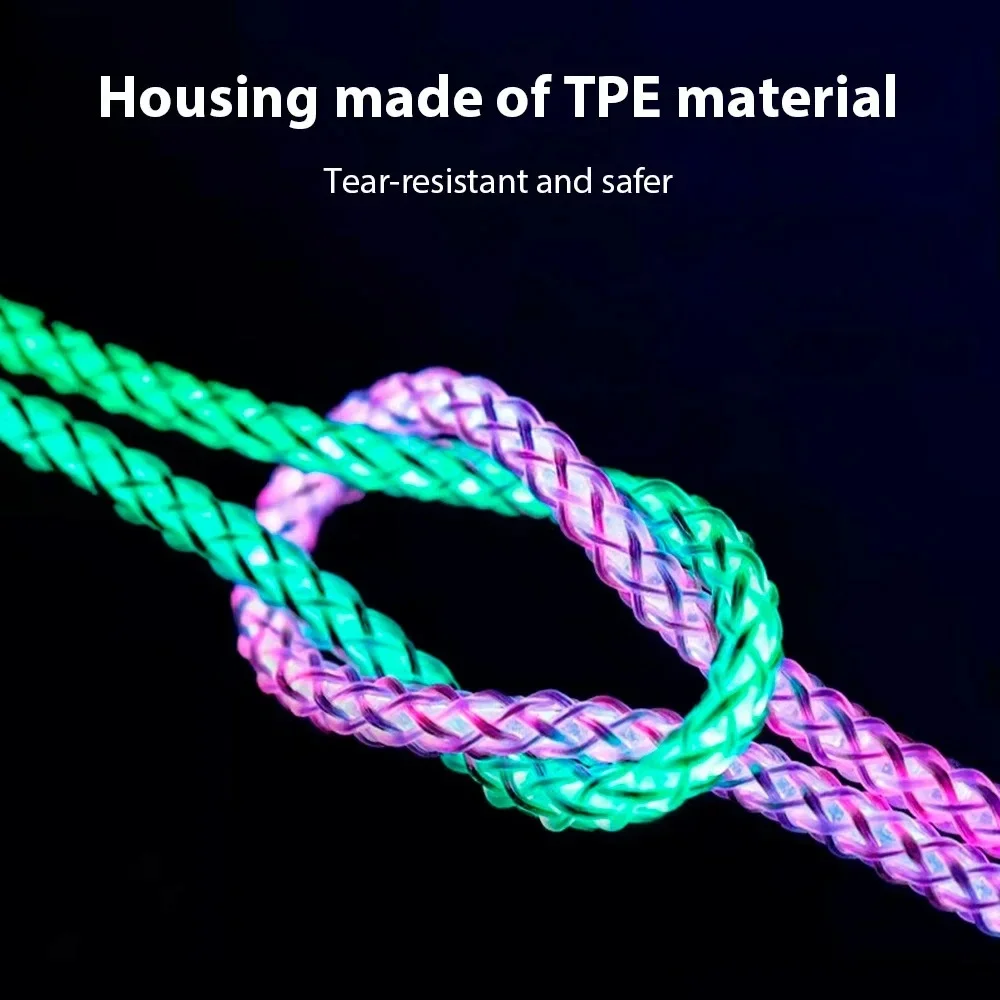 Cable 3 en 1 tipo C 6A 66W, cargador de teléfono de carga rápida brillante, Cable de datos Micro USB para iPhone, Samsung, Xiaomi, Cable de carga rápida - imagen 5