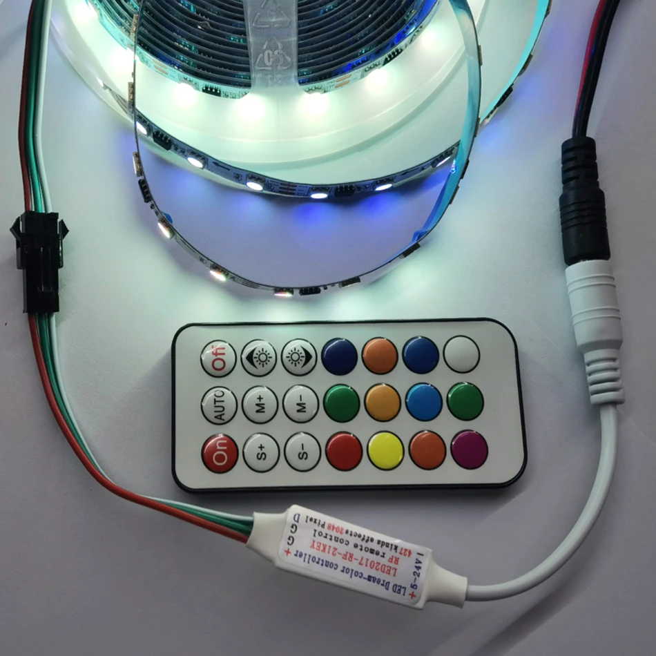DC5V 12V 24V 21Key RF SPI RGB controlador led para WS2811 WS2812B SK6812 RGB LED píxeles tira de luz - imagen 3
