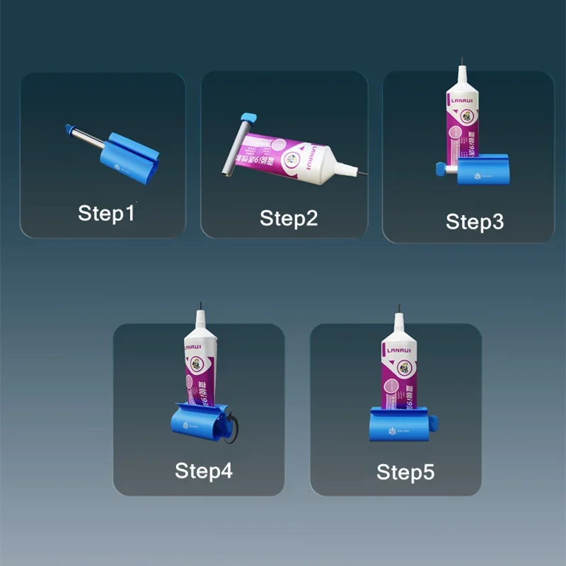 LANRUI N95 herramienta de propulsión adhesiva para reparación de teléfonos móviles pegamento pasta de soldadura extrusora rotación práctico exprimidor de pegamento - imagen 4