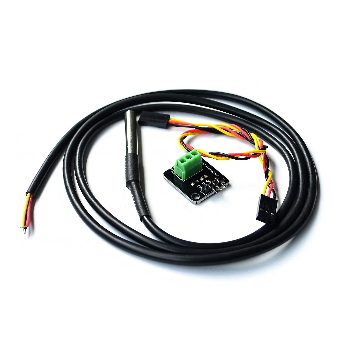Kit de módulo de Sensor de temperatura DS18B20, Cable de Sensor Digital impermeable de 100CM, adaptador de Terminal de sonda de acero inoxidable para Arduino - imagen 2