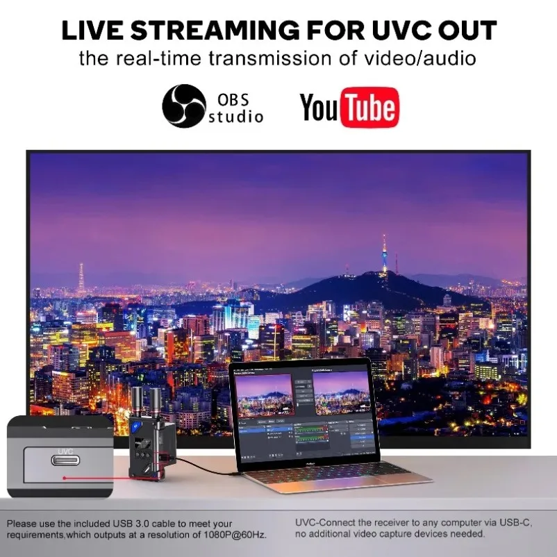 Kit extensor inalámbrico Compatible con HDMI, transmisor y receptor de vídeo para cámaras de juegos en el hogar, compatible con baterías de la serie NP-F - imagen 5