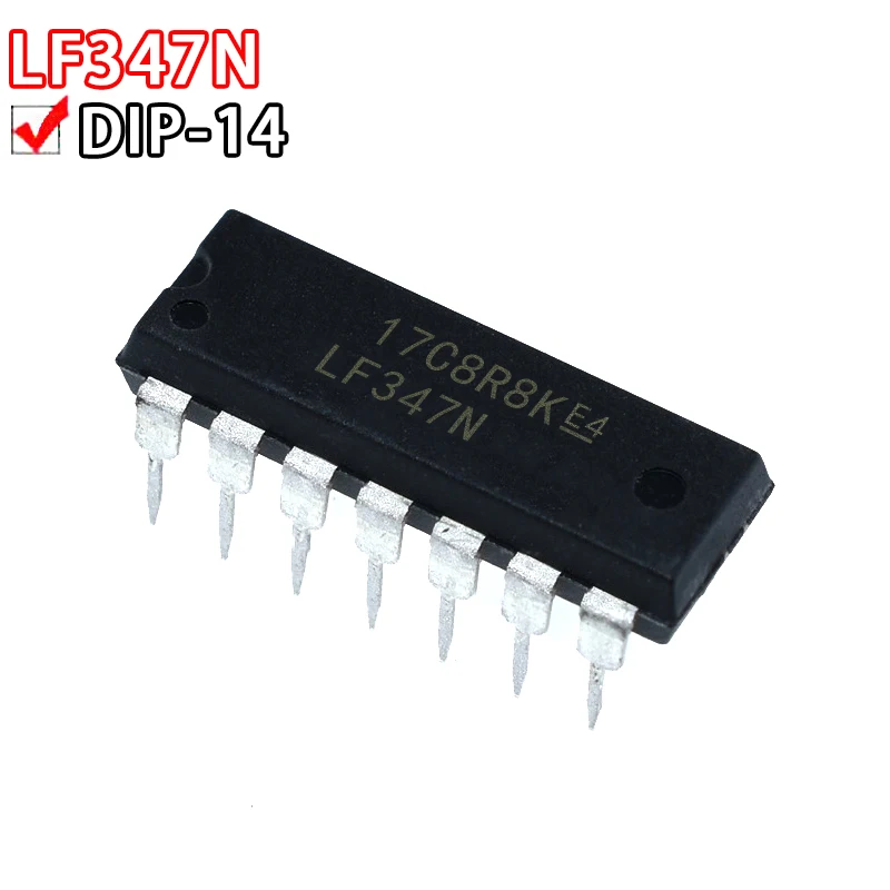 10 Uds LF347 LF347N chip amplificador operacional de cuatro canales DIP14 en línea