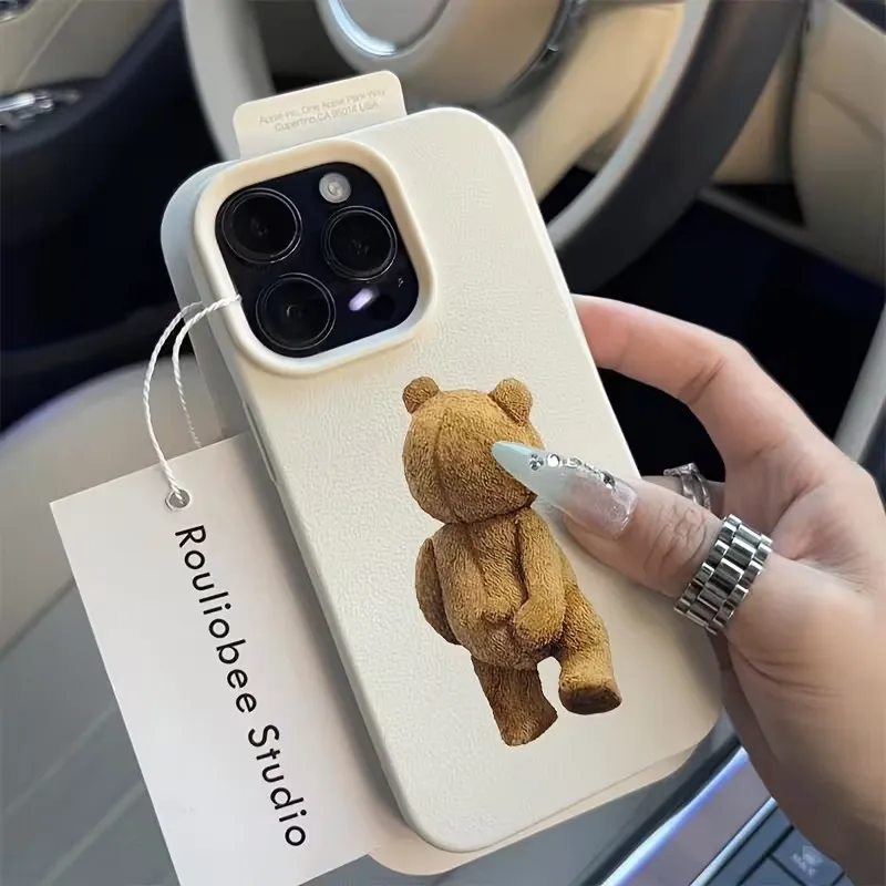 Funda de teléfono con diseño de oso táctil para iPhone 11, 12, 13, 14, 15, 16, 17 Pro Max XS X XR 16E 16 Plus 17, funda de silicona suave de aire - imagen 4
