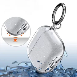 Funda de TPU con purpurina y llavero para AirPods Pro 3 y 4