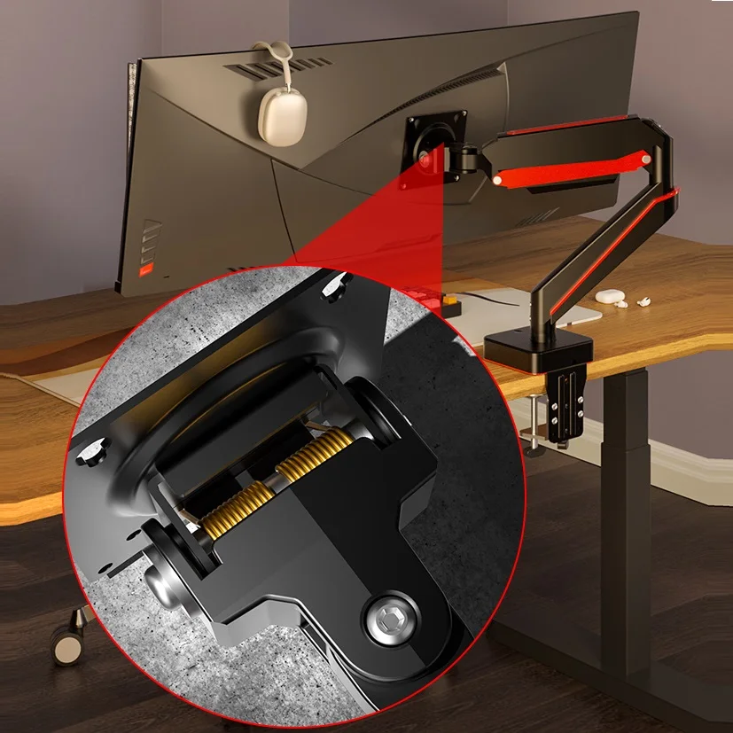 Soporte de brazo de Monitor HILLPORT G9 para pantalla de 17 "-49" 2-20 kg (4,4-44 lbs) soporte de montaje en mesa de escritorio soporte de pantalla 360 ° Ajuste M9 - imagen 5