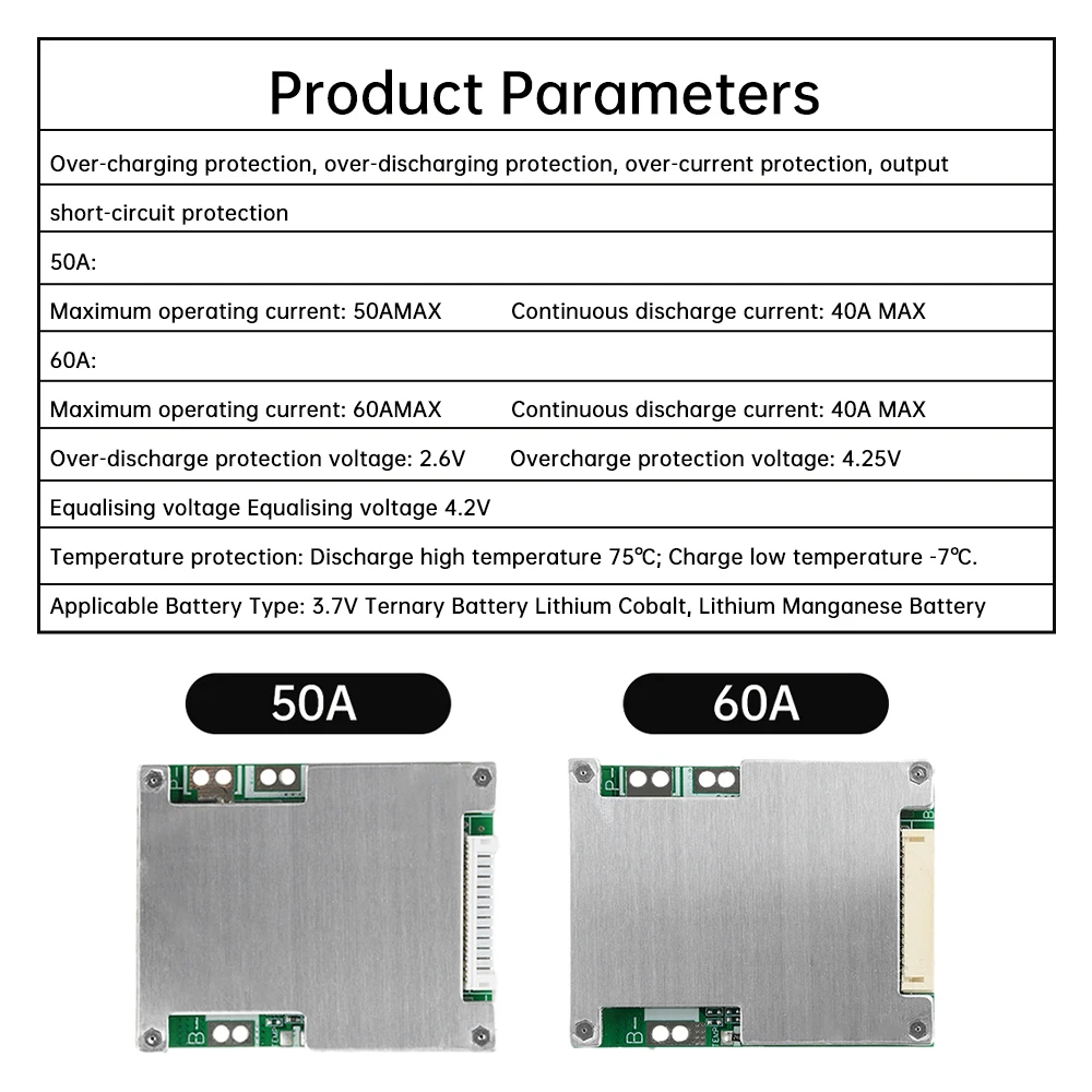 Placa de protección de carga de batería de litio 13S 48V, puerto mismo/dividido, módulo ecualizador BMS, Control de temperatura, sistema de gestión de batería - imagen 3