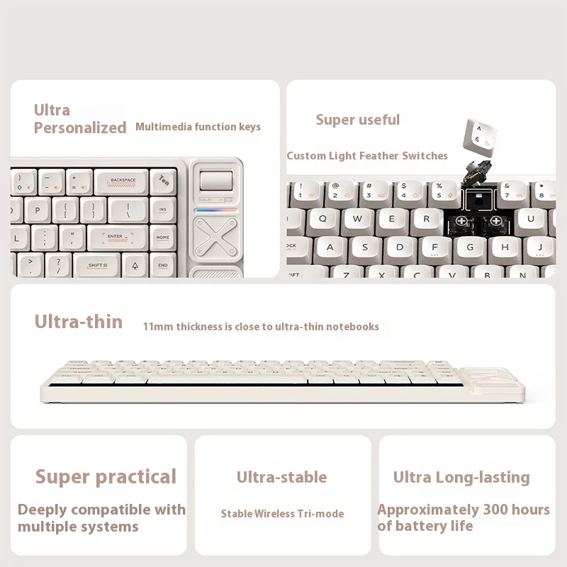 IQUNIX MG65 MG75 MG96 Teclado mecánico de eje bajo, Bluetooth inalámbrico, tableta de oficina portátil, computadora portátil, conexión externa - imagen 2