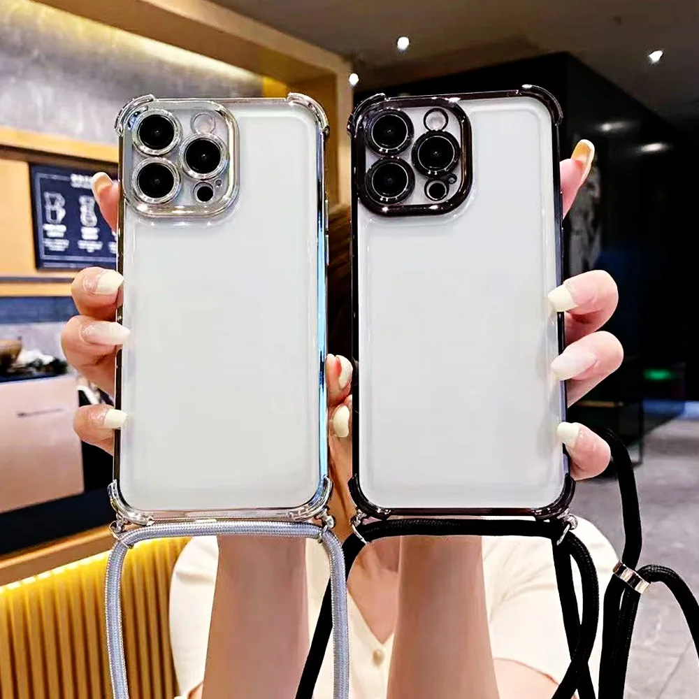 Funda cruzada con cordón a prueba de golpes para Honor 200 Pro 300 100 90 80 70 60 50 funda chapada de teléfono transparente de silicona para Honor 200 Lite