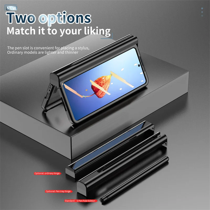 Funda de teléfono con bisagra para Samsung Galaxy Z Fold 5 4 3 2 5G con S Pen & Pen Holder, película de protección de pantalla transparente a prueba de golpes - imagen 5