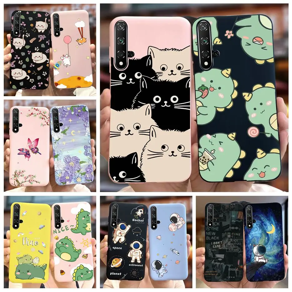Funda de silicona suave para teléfono Huawei Nova 5T Honor 20, carcasa trasera con dibujos de dinosaurios