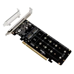 Adaptador PCIe x16 4.0 para SSD NVMe M.2 RAID cuatro puertos