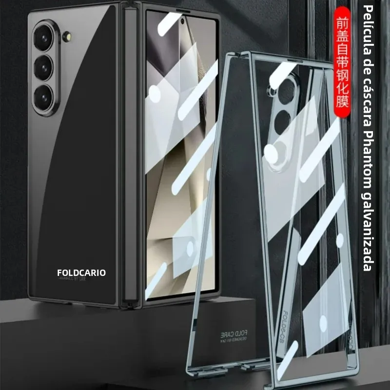 Para Samsung Galaxy Z Fold 7 funda ultrafina galvanizada transparente con película templada a prueba de golpes accesorios de cubierta trasera dura - imagen 3