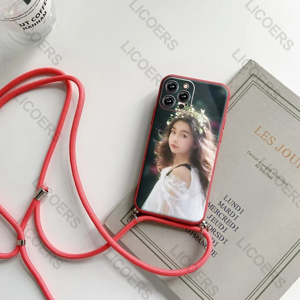 Funda con collar DIY para iPhone 17 16 15 14 13 12 11 Pro Max Plus, funda con imagen personalizada, cordón de silicona, carcasa de cuerda cruzada - imagen 5