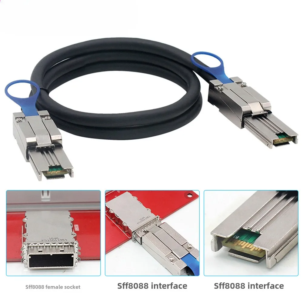 SFF-8088 a SFF-8088 Cable externo Mini SAS HD, cable híbrido SAS2.0 de 6Gbps de 26 pines compatible con SCSI para sistemas Raid - imagen 4