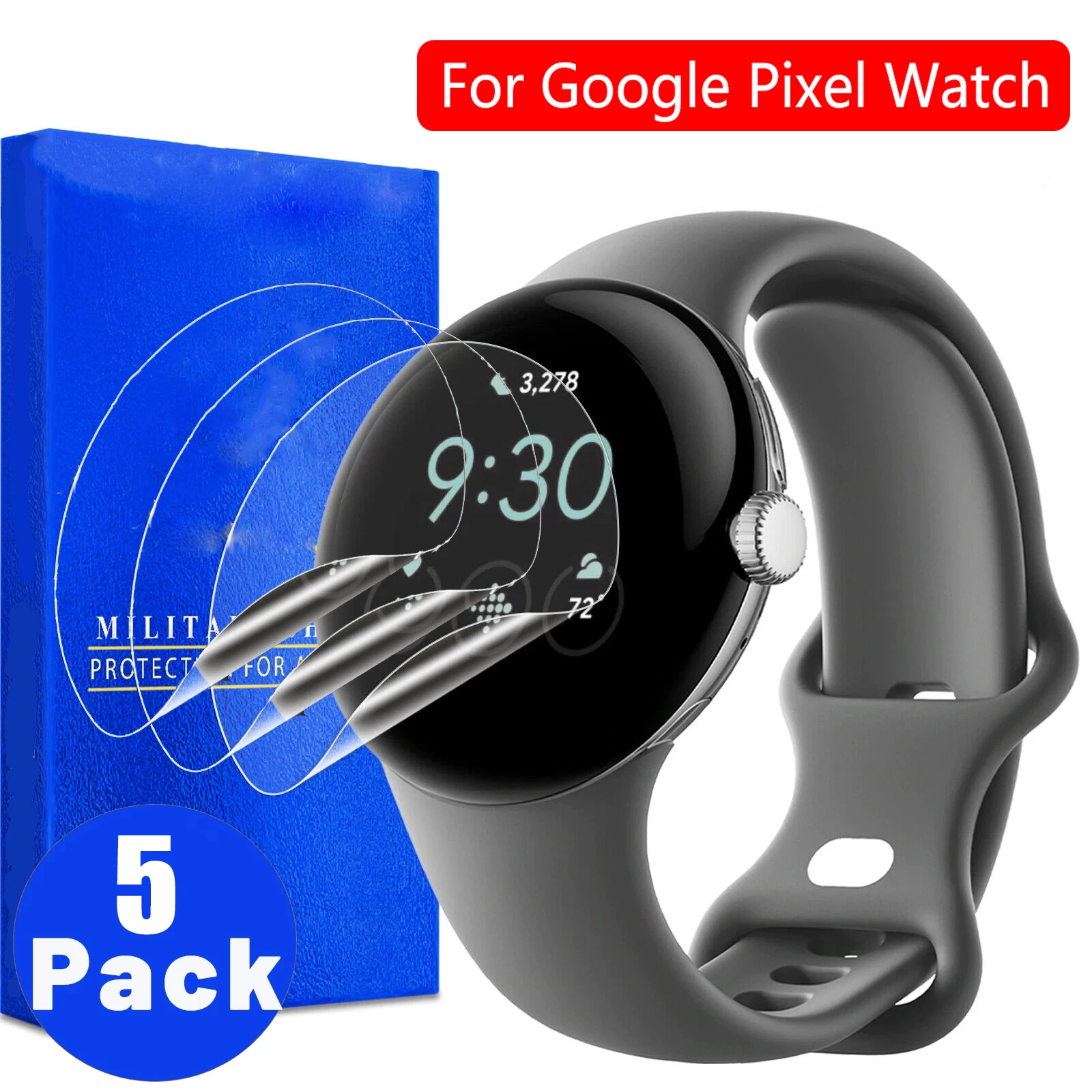 Película transparente suave de TPU para Google Pixel Watch, película protectora de pantalla para reloj inteligente, cubierta completa (no de vidrio)
