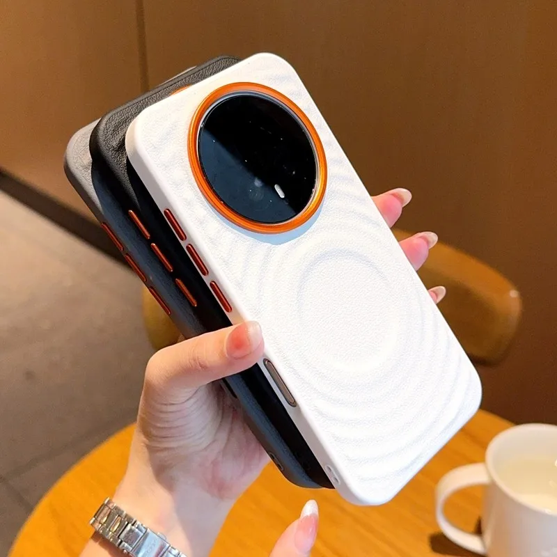 Para Honor Magic 8, 8 Pro funda magnética ELVEV moda patrón ondulado PU cuero duro PC cubierta de teléfono con succión - imagen 5