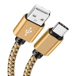 Cable de carga USB A a tipo C, cargador rápido, Cable de datos de nailon para Iphone, Android, Huawei, Samsung, dispositivo de carga tipo C, 1M, 2M, 3M