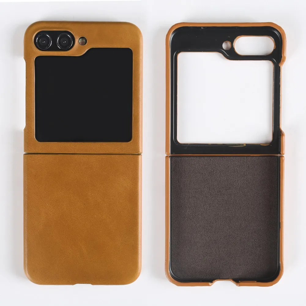 Para Samsung Galaxy Z Flip 6 funda Premium fundas de cuero genuino Z FLip7 Vintag patrón de cera de aceite carcasa de teléfono protección Coque - imagen 5