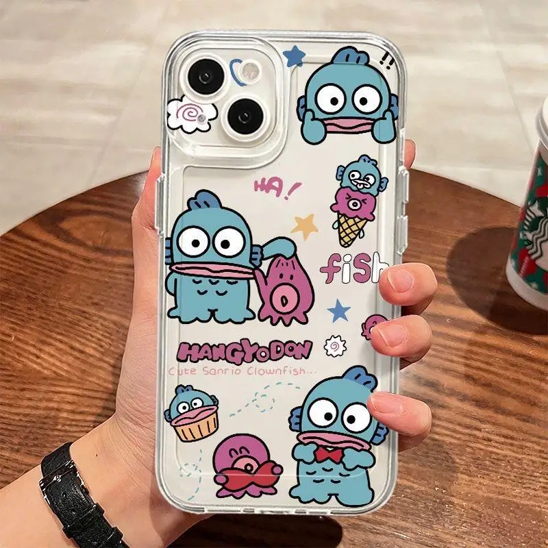 Bonita funda de teléfono Sanrio Hangyodon para Infinix Hot 11S NFC 30i 20i 12i 30 20 9 Play 20S 12 Pro Tecno Pova 5 Pro POP 6 transparente - imagen 4