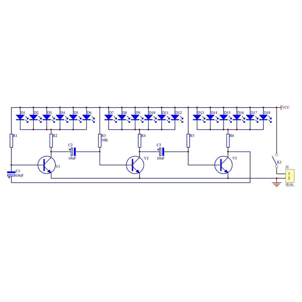 Kit electrónico de luces LED que fluyen en forma de corazón, Kit de soldadura PCB de 18 luces LED rojas con caja de batería, módulo de placa de circuito DC3V - imagen 5