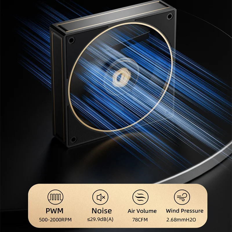 ID-COOLING AF-127 120mm PWM FDB rodamiento alto flujo de aire 500-2000RPM ventilador con caja silenciosa con soporte de cadena de Margarita para refrigeración de radiador - imagen 4