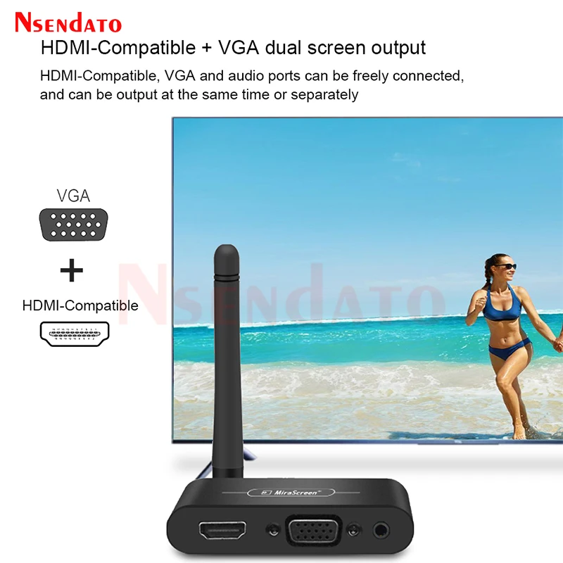 Mirascreen-receptor inalámbrico X6W Plus, 5G, 4K, Miracast, DLNA, AirPlay, HD, VGA, AV, TV Stick, Wifi, para IOS, Android, Coche - imagen 4