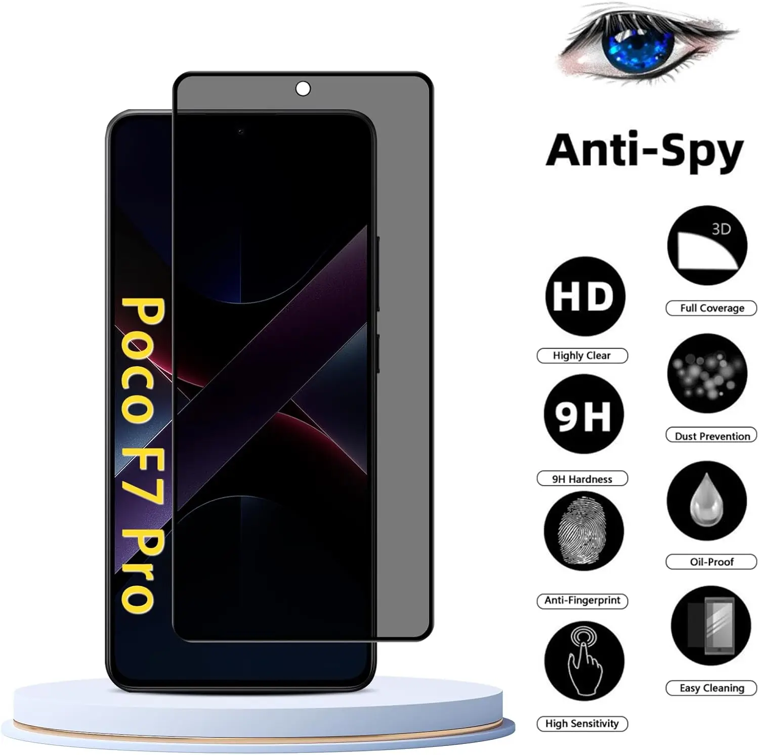 Vidrio templado para Protector de pantalla, película de cámara de privacidad antiespía para Xaiomi POCO F7 Pro Ultra - imagen 2