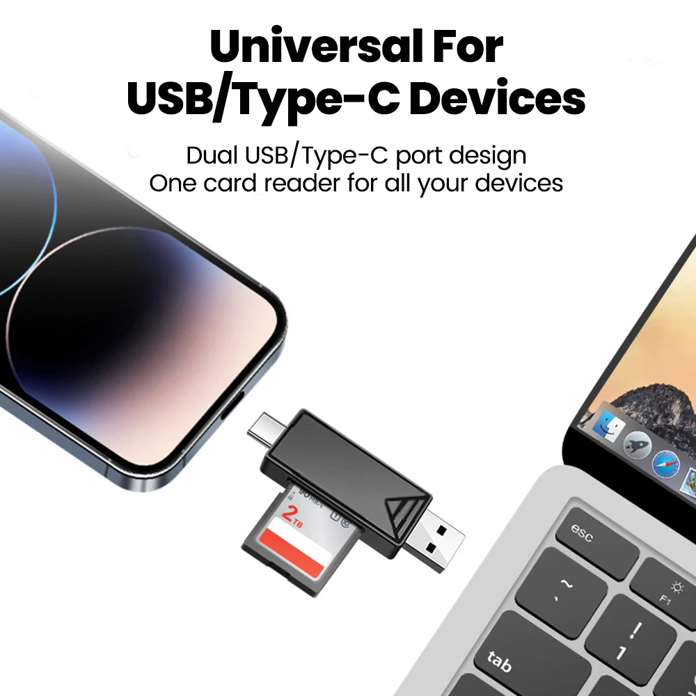 Elough USB C tipo C Micro TF lector de tarjetas SD adaptador de tarjeta de memoria inteligente USB 3,0 2,0 lector de tarjetas TF para teléfono tipo C tableta portátil - imagen 2