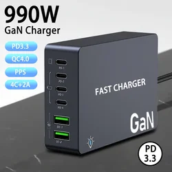 Cargador rápido GaN multipuerto USB-C y USB-A para portátil