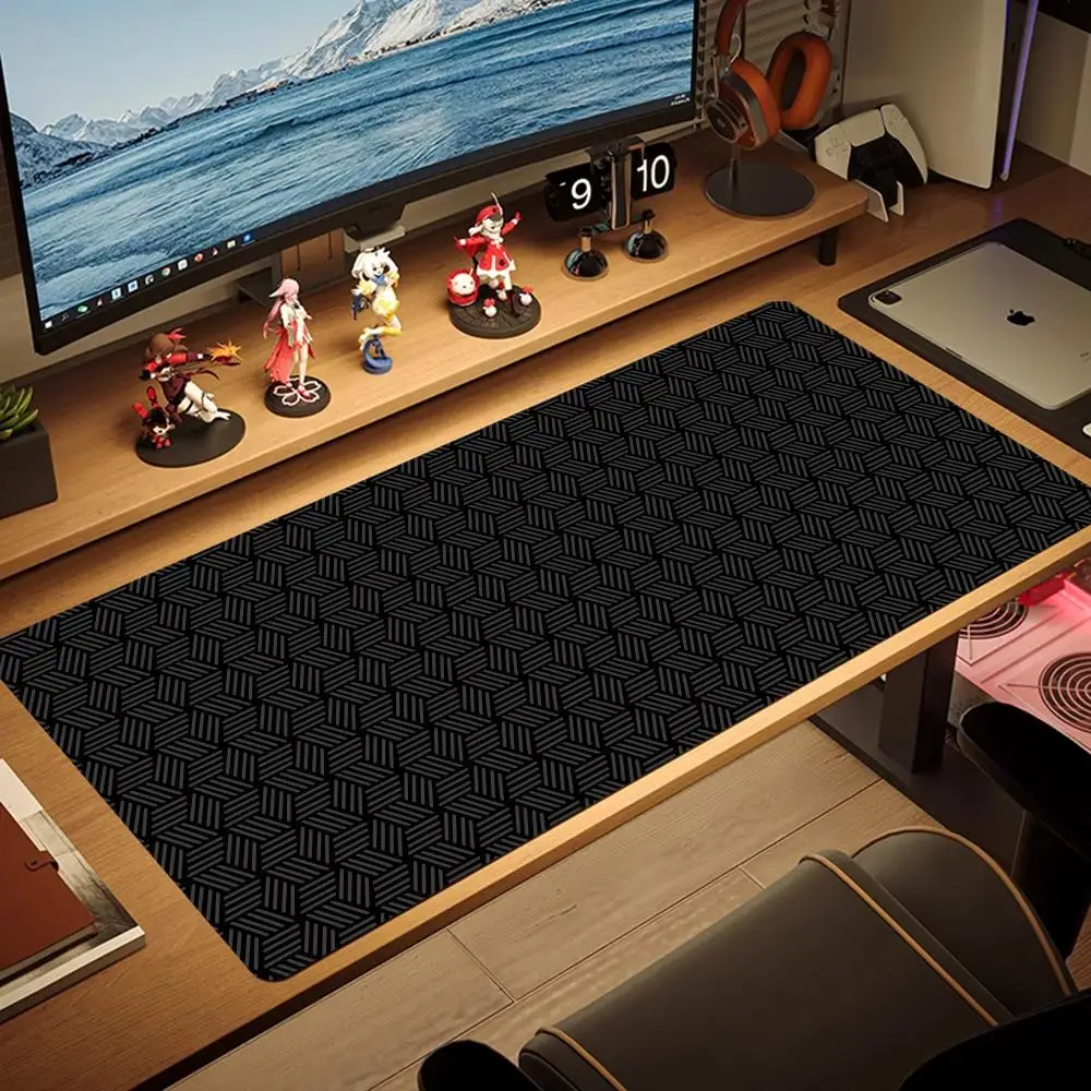 Alfombrilla de ratón con diseño de textura de línea, alfombra grande XXL para juegos, teclado con cerradura de goma, alfombrilla de escritorio, tapete para juegos de ordenador, tableta de trabajo para jugadores y oficina