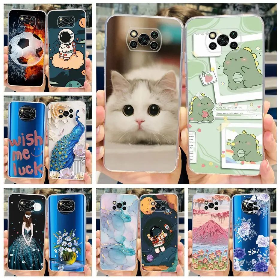 Funda para Xiaomi Poco X3 Pro, carcasa pintada de silicona transparente, TPU suave, NFC, PocoX3 Pro