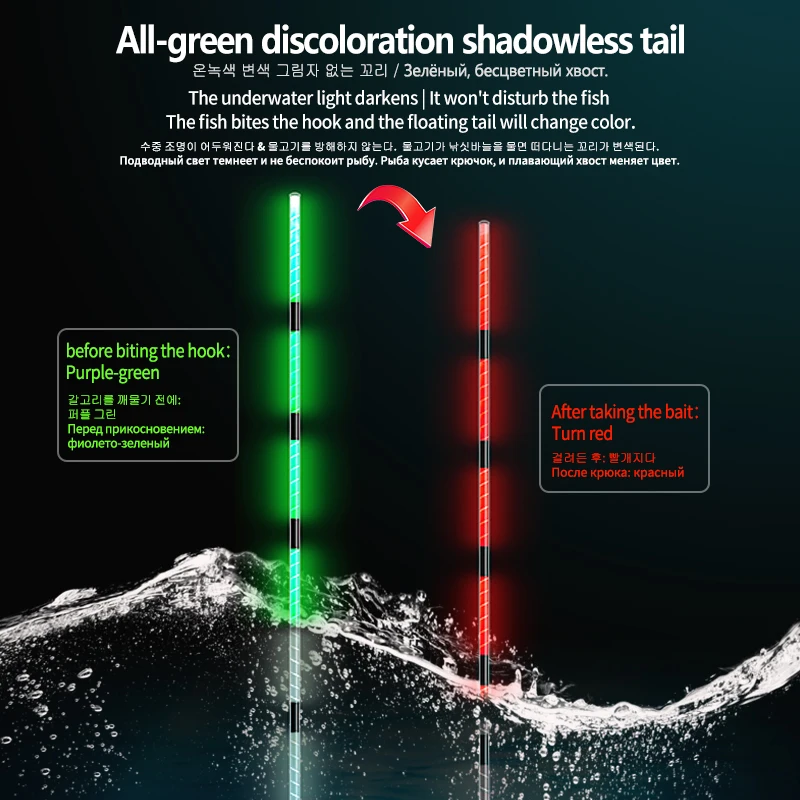 Flotador con Sensor de gravedad eléctrico, 1 CR425 + 1 tubo flotante + 1 ganchos para bolsa + asiento flotante, accesorios de boya que cambian de Color Nano luminoso, 1 ud. - imagen 4