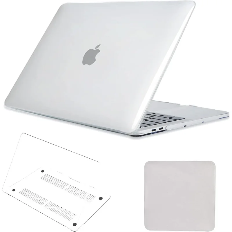 Compatible con MacBook Air 13 2022-2025 M4 A3240/M3 A3113/M2 A2681, carcasa dura de plástico y tela de pantalla, transparente