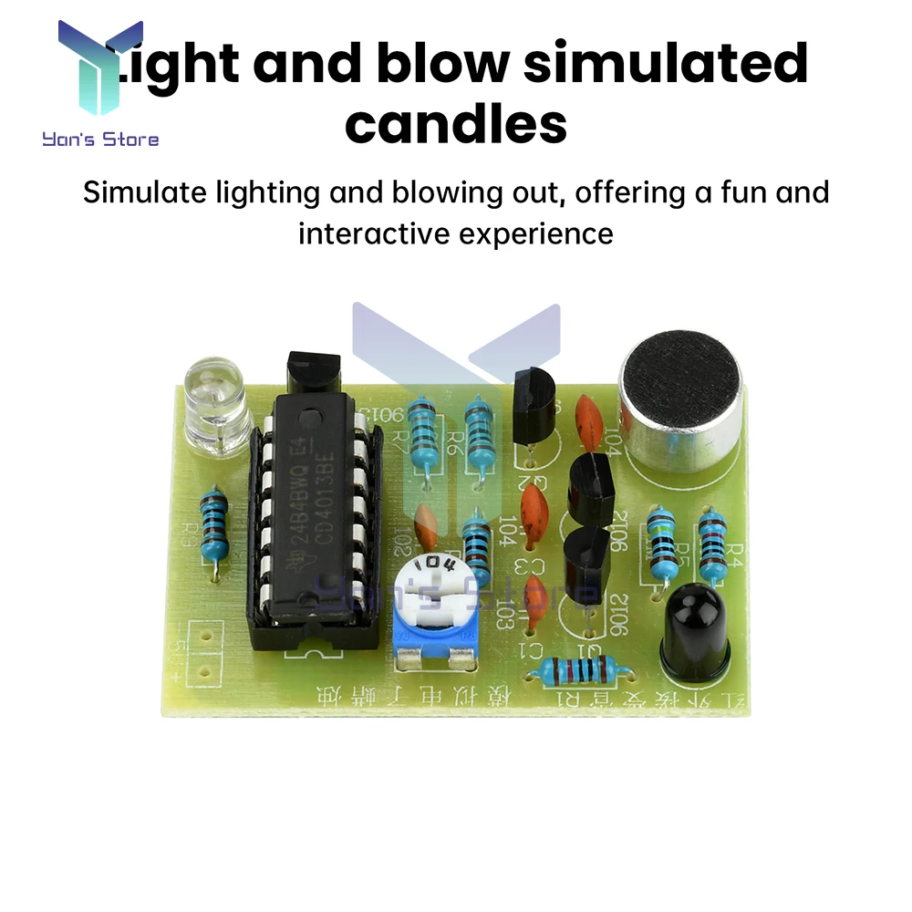 Kit de velas electrónicas analógicas de 5V CC, vela simulada controlada por soplado, componentes de entrenamiento de soldadura electrónica DIY - imagen 3