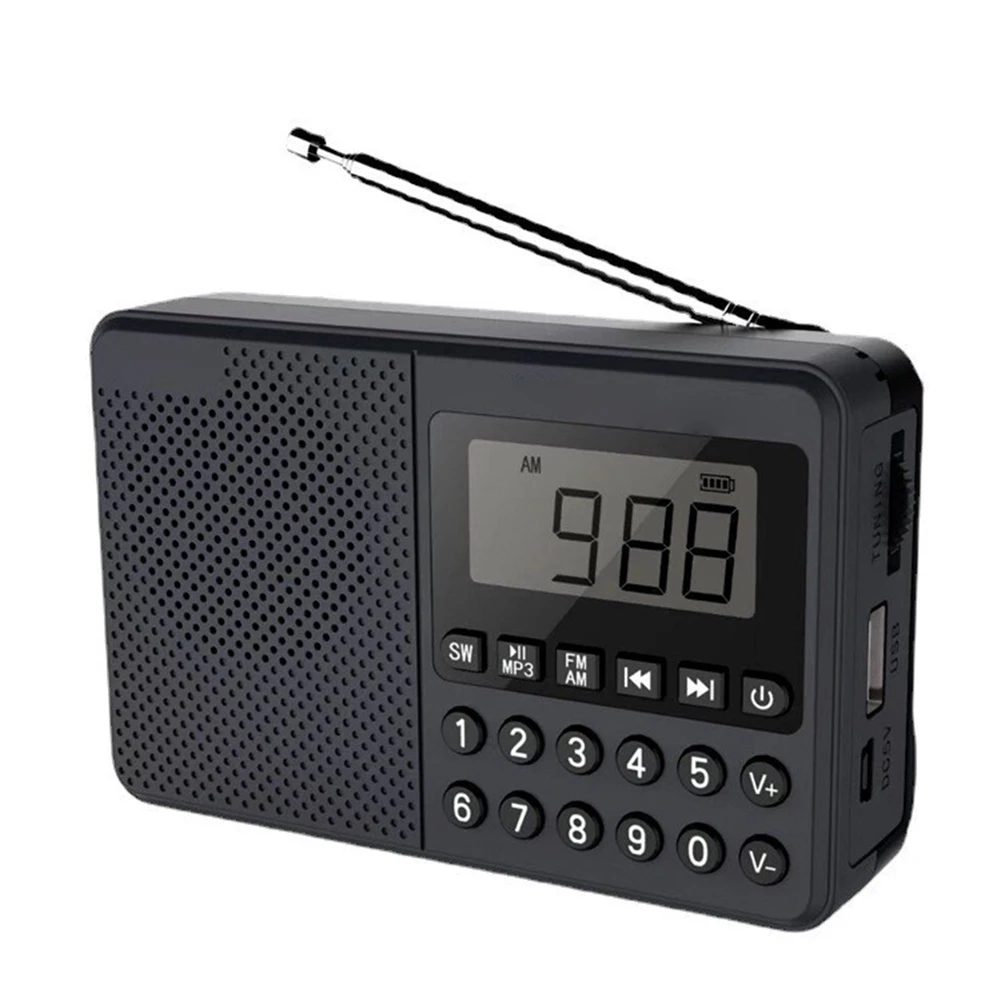 Reproductor MP3 portátil de banda completa, Radio FM/AM/SW, antena Dual, pantalla Digital LED, 2,1 canales, compatible con memoria USB/tarjeta TF - imagen 2