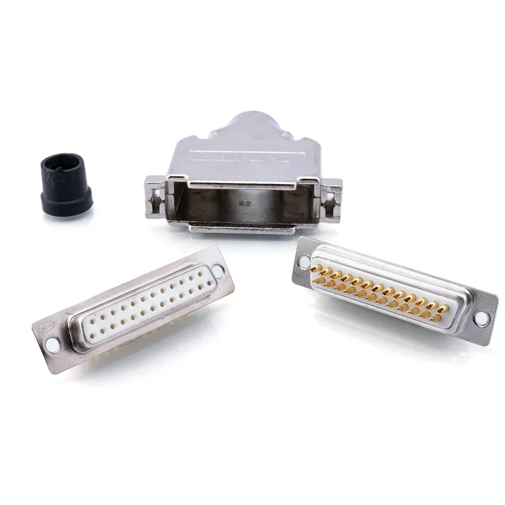 Kit de enchufe macho y hembra AMP DB25, carcasa de Metal, 2 filas, conector de puerto serie de 25 pines, D-SUB, 25 adaptadores, chapado en oro de aguja sólida - imagen 3