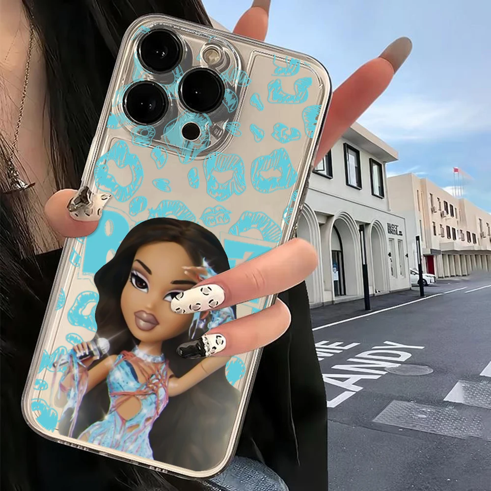 Funda de teléfono Bratz de muñeca encantadora a la moda para iPhone 16 15 14 13 12 11 Mini Pro Max X XR XSMax 7 8 Plus SE20 cubierta transparente - imagen 4