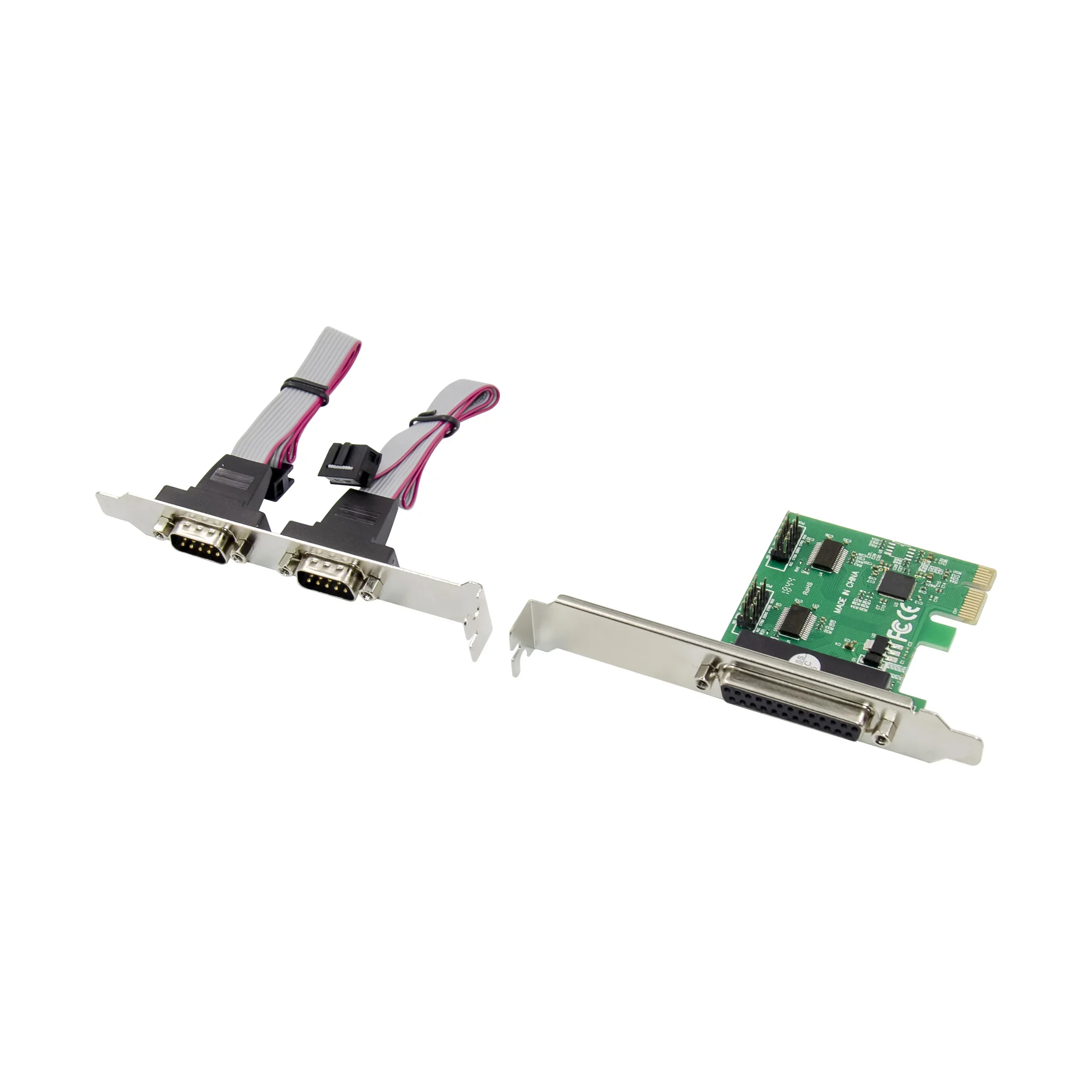 Adaptador dual db9 RS-232 LPT a pci-e PCI Express tarjeta Com serie paralela Pcie a 2 puertos rs232 db25 ASIX 99100 Chipset - imagen 2