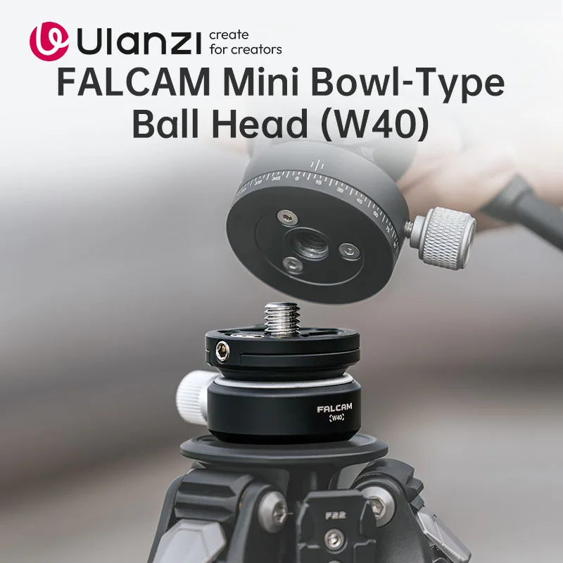 Ulanzi FALCAM Mini cabeza de bola tipo cuenco (W40) ±8 °   Ajuste de inclinación 360 °   Carga de ajuste de nivel Cabezal de bola de metal de 5 kg