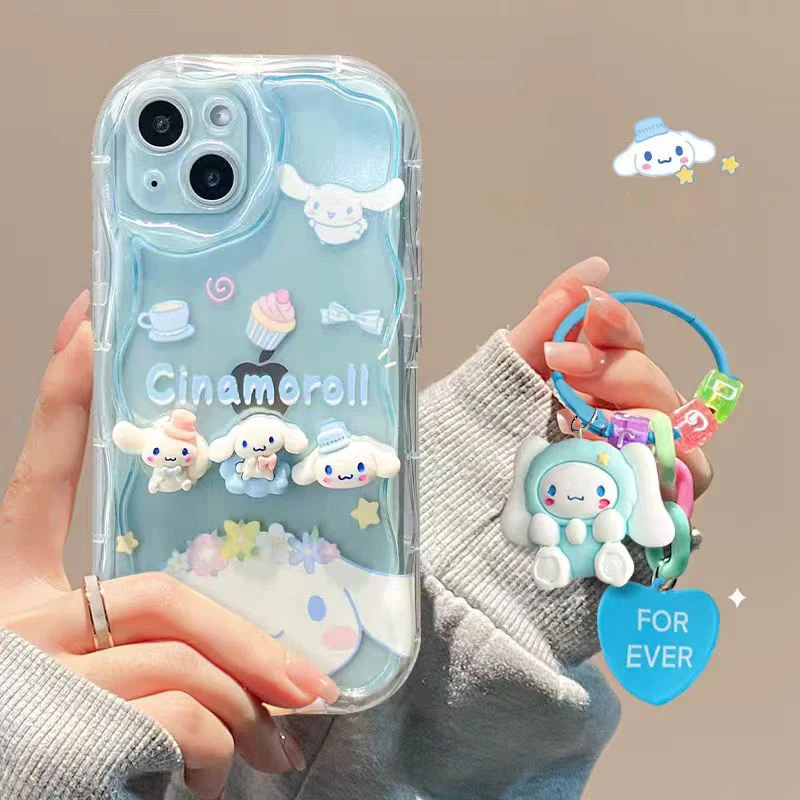 Cinnamoroll-funda con llavero de muñeca 3D para OPPO A5X A5i Pro A5 A78 A74 A96 A95 A78 A58 A54 A52 A72 A53 A33 A17 A77 A7 A12 A55 - imagen 3