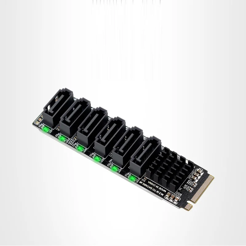 M.2 NVME PCI-E PCIE X4 X8 X16 a 6 puertos 3,0 SATA tarjeta adaptadora Riser III 6 GB/S chasis servidor expansión de PC + 6 uds 3,0 CABLE SATA - imagen 4