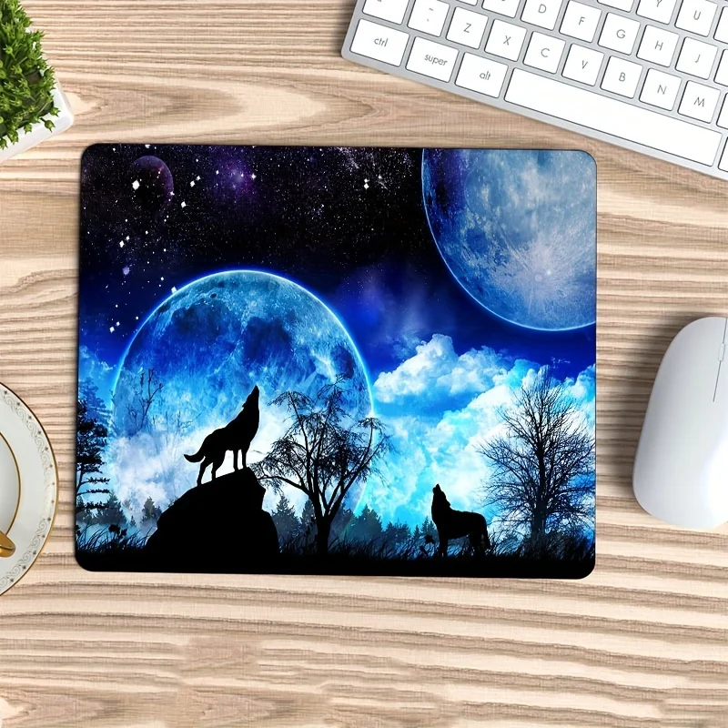 Pintura nocturna, hermosa Luna nocturna, Animal, lobo rugiente, alfombrilla para ratón, teclado grande, portátil de oficina, accesorios de aprendizaje para juegos - imagen 5