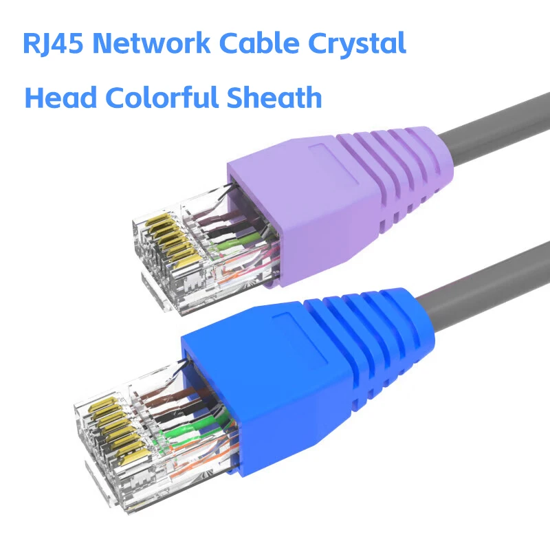 Colorido CAT5E CAT6 RJ45 conector de red Ethernet cubierta de enchufe botas de alivio de tensión cabeza de cristal funda protectora de Cable para 8P8C - imagen 2