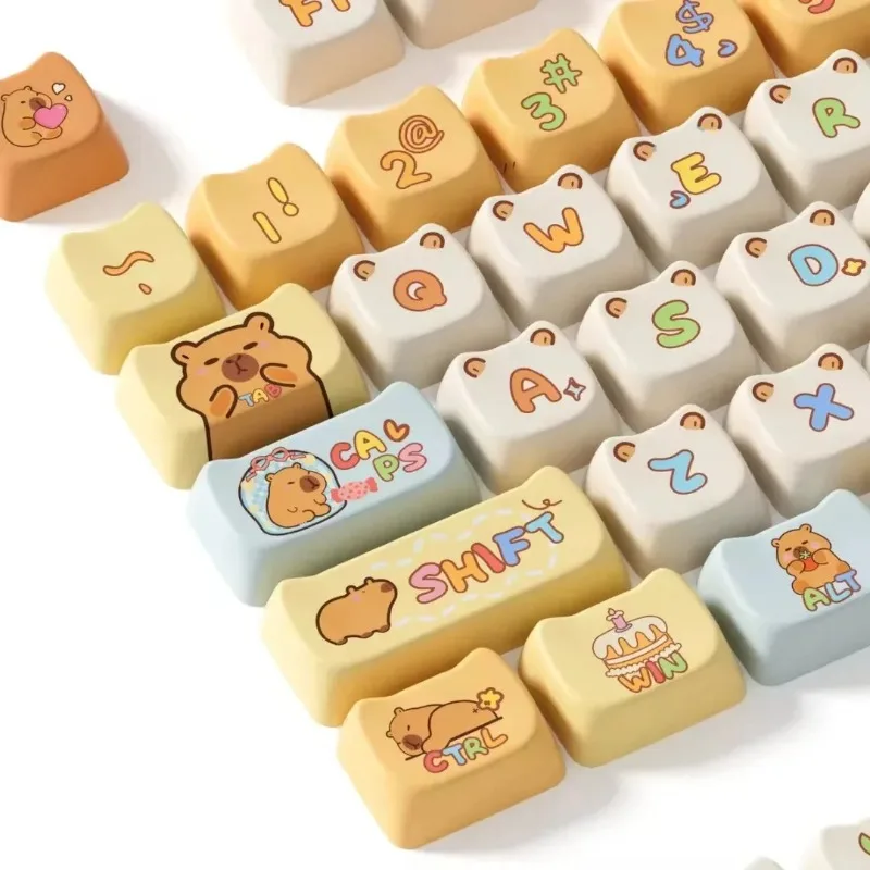 AKKO Capybara Keycap MAO perfil 142 teclas PBT tinte sublimación dibujos animados lindo Teclado mecánico DIY accesorios regalo chica Oficina - imagen 3
