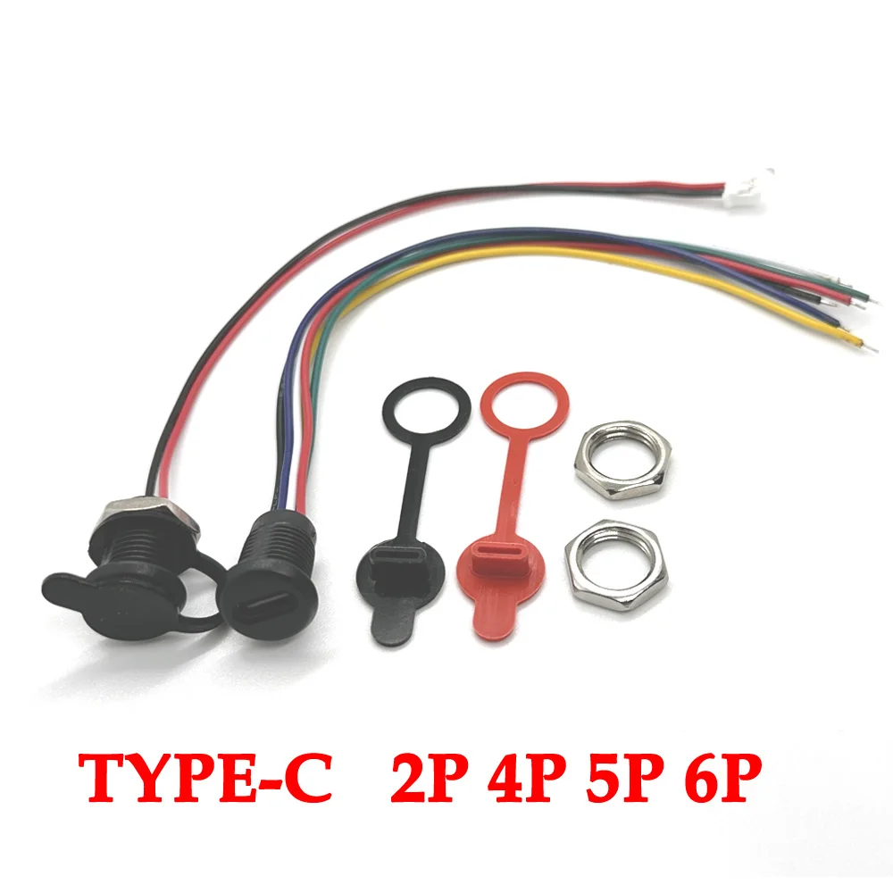 Conector USB tipo C de 2/6 pines, resistente al agua, tipo C con hebilla de tarjeta, hembra, 3A, puerto de carga rápida de alta corriente, enchufe de cargador de USB-C - imagen 5